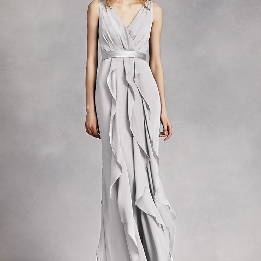 Vera Wang V-Neck Wrapped Bodice Dress